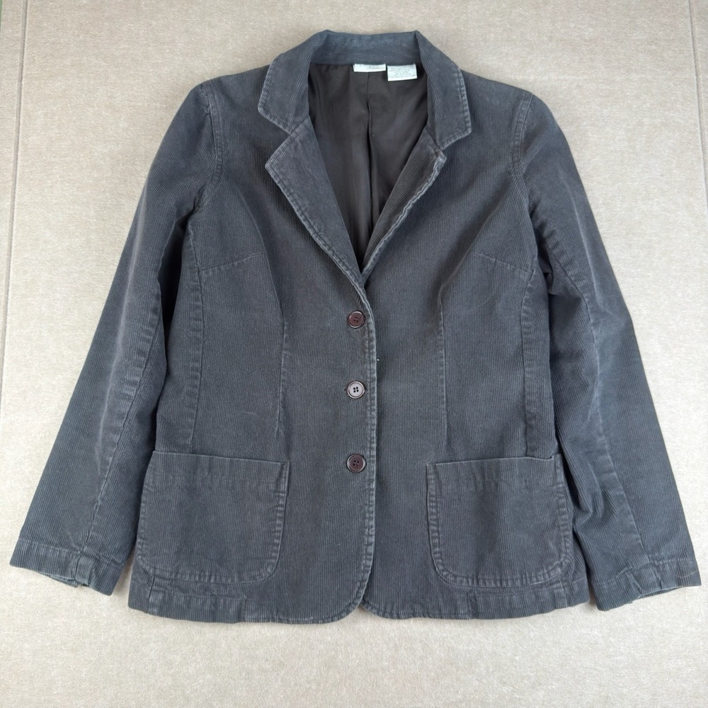Envision Avenue Women M Gray Corduroy Blazer Jacket‎ 3-Button Casual Cotton